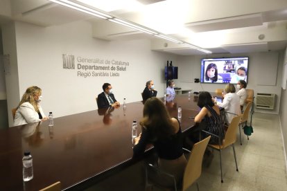 El president de la Generalitat, Quim Torra, reunit a Lleida amb la consellera de Salut, Alba Vergés, i amb la gerent de la Regió Sanitària Lleida i responsables atenció primària.