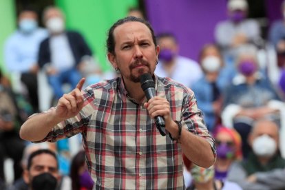 El líder de Podem, Pablo Iglesias, durant un acte de campanya.