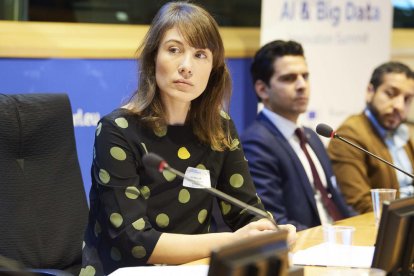 Jara Pascual, en una intervención en el Parlamento Europeo