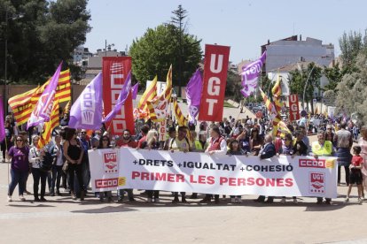 Manifestació del Primer de Maig de l’any passat a Lleida, una imatge que no es veurà demà.