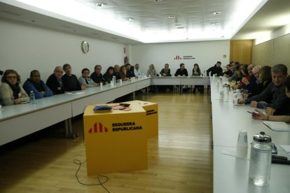 Un momento de la reunión de la Ejecutiva Nacional de ERC.