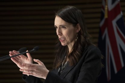 La primera ministra de Nueva Zelanda, Jacinda Ardern, en rueda de prensa.