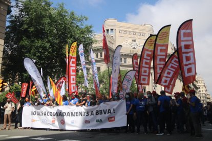 Els concentrats van tallar la Via Laietana durant la protesta.