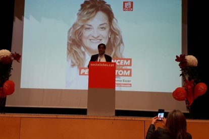 Salvador Illa durante el acto de la candidatura del PSC en Alcarràs. 