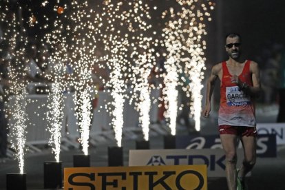 Jesús Ángel García Bragado en un instante de la prueba del Mundial de Atletismo de Doha .