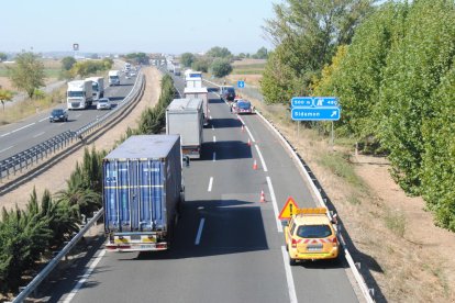 Tres ferits en una col·lisió múltiple a l'A-2 al Pla d'Urgell