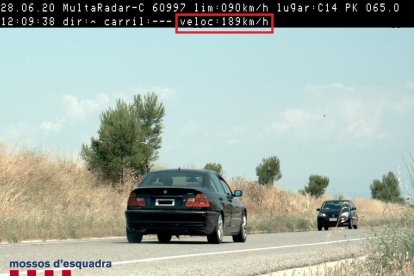 Caçat un conductor a 189 km/h per la C-14 a Verdú