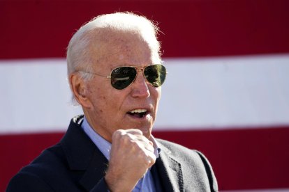 El candidato a la presidencia demócrata de los Estados Unidos y exvicepresidente Joe Biden durante un acto de campaña