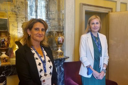 Teresa Ribera, durant la reunió bilateral amb la comissària europea d’Energia, Kadri Simson.