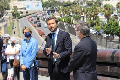 Pablo Casado, ahir durant la roda de premsa a Ceuta.