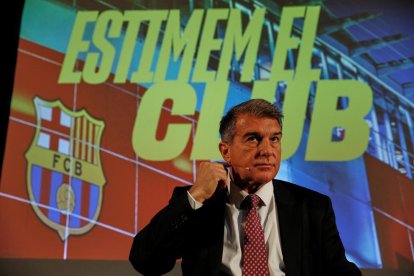 Joan Laporta, durante la presentación ayer de su programa.