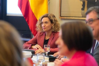 La presidenta del Congrés, Meritxell Batet, ahir, en la reunió de la Mesa de la Cambra Baixa.