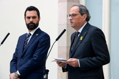 El president de la Generalitat, Quim Torra, i el president del Parlament, Roger Torrent, en una imatge d'arxiu.