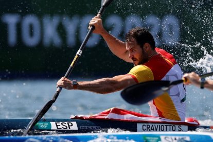 Saúl Craviotto durante su serie eliminatoria de K1 200 metros, en la que terminó segundo.