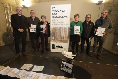 Presentació del IV Urban Sketchers de Catalunya, ahir a la Seu Vella.