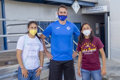 El técnico, Òscar Cobacho, recibió a Villamayor y Quintana.