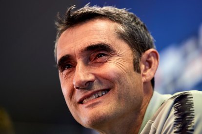 Ernesto Valverde, durant la roda de premsa d’ahir, prèvia al partit amb l’Osca.