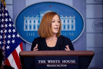 Jen Psaki, portaveu de la Casa Blanca, durant l’anunci al boicot diplomàtic als Jocs Olímpics de la Xina.