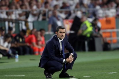 Ernesto Valverde, durante el partido de la final de la Copa del Rey, el sábado en el Benito Villamarín.