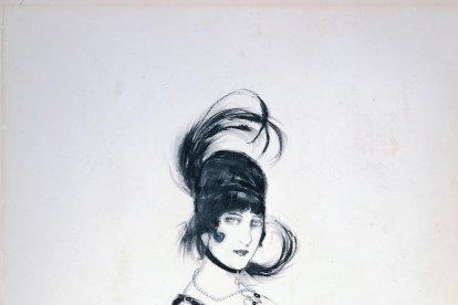 ‘Madame X’ e ‘Idilio/Italiana’, dos dibujos sobre cartulina de Xavier Gosé, datados en torno a 1912, cedidos al Museo Thyssen de Málaga.