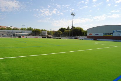 El campo de deportes ya luce el nuevo césped. 