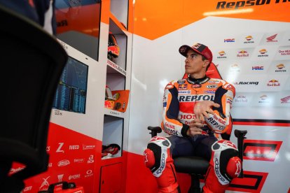 Marc Márquez en su box, durante una carrera de esta temporada.