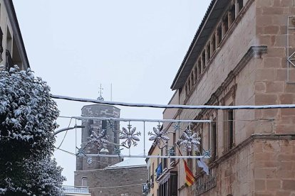 El casco antiguo de Linyola, tras la nevada del fin de semana. 