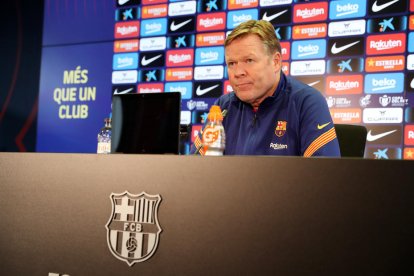 Ronald Koeman, ahir durant la compareixença davant els mitjans.