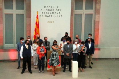 Acto de entrega de la medalla de honor del Parlament, ayer.