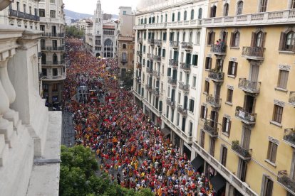 Vista de la manifestació de la Diada a Barcelona