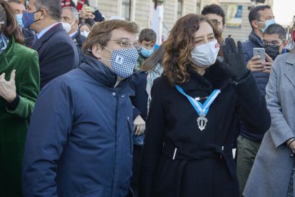 José Luis Martínez Almeida i Isabel Díaz Ayuso, ahir en la celebració de la Verge de l’Almudena.