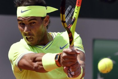 Nadal, durante su partido ante el joven Maden.