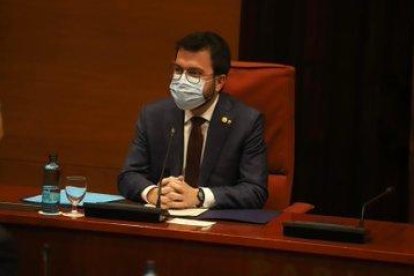 Aragonés, en la reunión de la mesa de partidos en el Parlament este viernes.