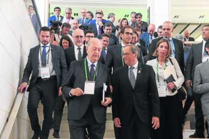 El president, Quim Torra, al costat del president del Cercle d’Economia, Juan José Brugera.