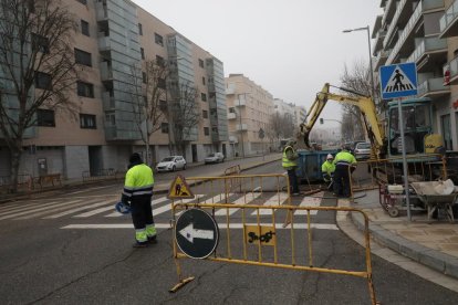 Imatge de les obres de millora del pas de vianants divendres.