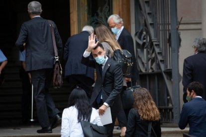 El expresidente del Parlament Roger Torrent, en su llegada al TSJC el 15 de septiembre.