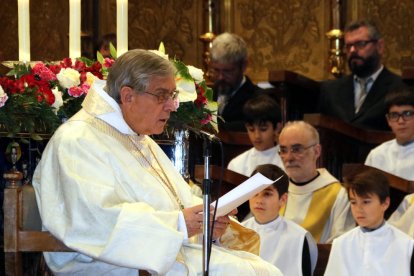 Soler en un dels actes religiosos que en què va participar com a abat de Montserrat.