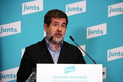 El secretario general de Junts, Jordi Sànchez, durante una rueda de prensa.