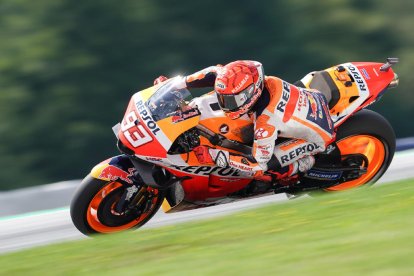 Marc Márquez durant la sessió de qualificació, en la qual Jorge Martín va firmar el millor temps.