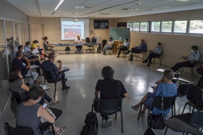 Reunión, ayer, en el cuartel de la Guardia Urbana.