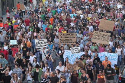 La indignación del movimiento 15-M llenó en 2011 las calles de Lleida.