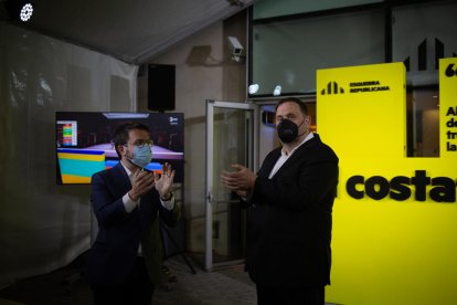 Aragonès i Junqueras, diumenge, després que ERC aconseguís ser la primera força independentista.