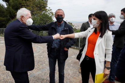 Ernest Maragall, líder d’ERC a Barcelona, Miquel Pueyo, paer en cap, i Marta Vilalta, junts ahir.