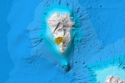 Localización de los seísmos en la isla de La Palma los últimos 3 días.