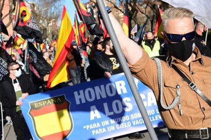 Moment de la marxa neonazi de dissabte a Madrid.