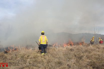 Efectius ahir a la crema de massa forestal a Torallola.