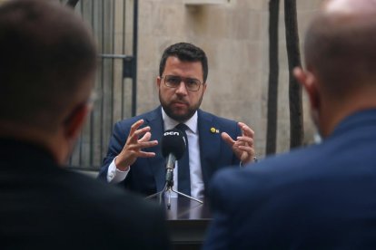 El president de la Generalitat, Pere Aragonès, en una imagen en el Pati dels Tarongers.