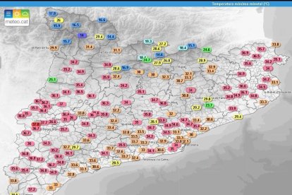 Las temperaturas máximas de hoy.