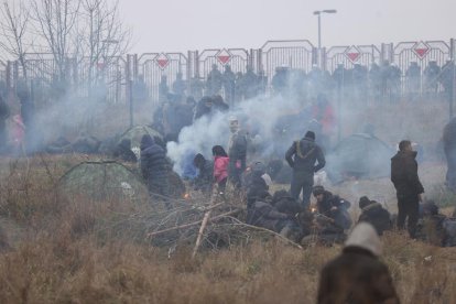 Imagen de la situación de la frontera entre Polonia y Bielorrusia, en el paso de Bruzgi-Kuznica. 