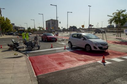 Las obras del cruce este viernes.